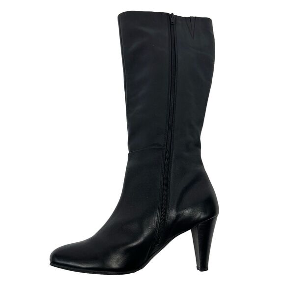 Seychelles Black Leather Tall Knee High Boots Size 9 Heeled Boots Zip Up - Picture 2 of 13